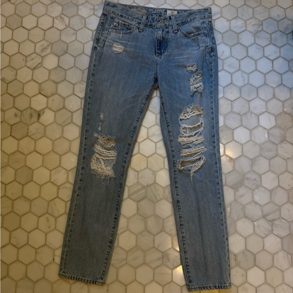 AG Adriano Goldschmied Distressed boyfriend Blue Jeans size 25